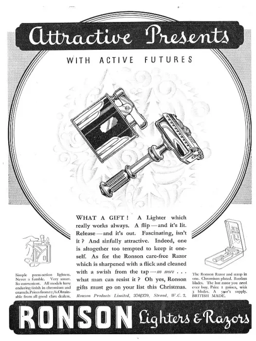 Framed Print : Ronson Razors Ronson Lighters 1933 Framed Print : Ronson Razors Ronson Lighters 1933