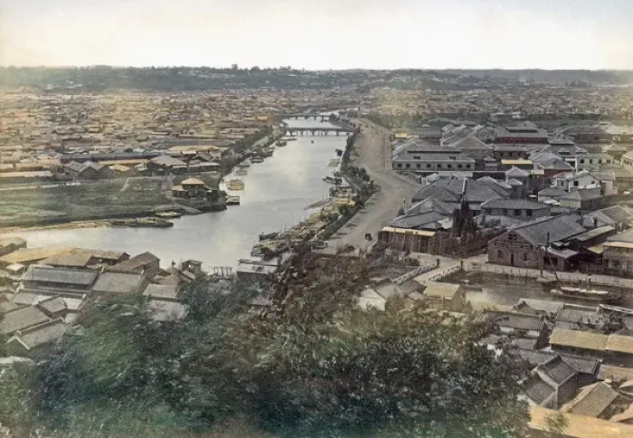 Framed Print : Rooftop view of Yokohama, Japan, circa 1880 Framed Print : Rooftop view of Yokohama, Japan, circa 1880