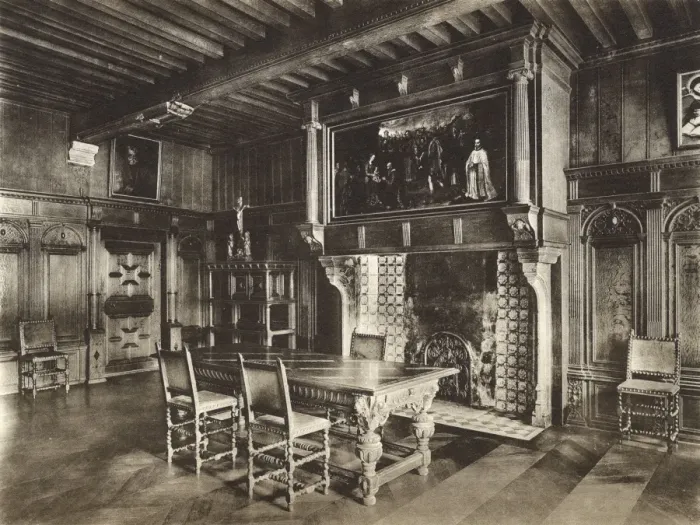 Framed Print : Room with fireplace in Hopital St Jean, Ypres, Belgium Framed Print : Room with fireplace in Hopital St Jean, Ypres, Belgium