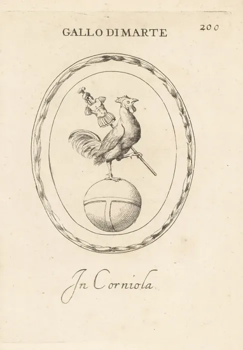Framed Print : Rooster of Mars, Roman god of war, on a globe Framed Print : Rooster of Mars, Roman god of war, on a globe