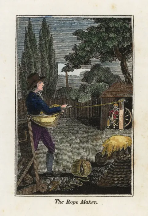 Framed Print : Rope maker twisting rope yarns together on a rope walk Framed Print : Rope maker twisting rope yarns together on a rope walk