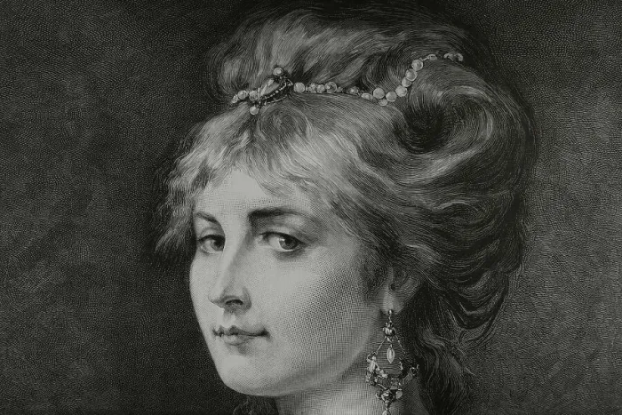 Framed Print : Rose of Flanders. Engraving after a painting by Henri Levy Framed Print : Rose of Flanders. Engraving after a painting by Henri Levy