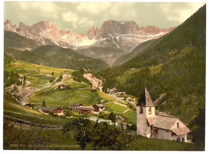 Framed Print : Rosengarten and St. Cyprian, Tyrol, Austro-Hungary Framed Print : Rosengarten and St. Cyprian, Tyrol, Austro-Hungary