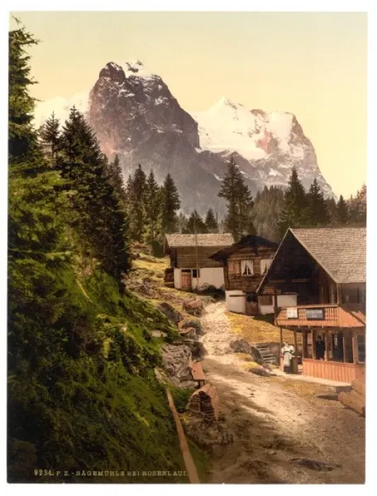 Framed Print : Rosenlaui, with sawmill, Bernese Oberland, Switzerland Framed Print : Rosenlaui, with sawmill, Bernese Oberland, Switzerland