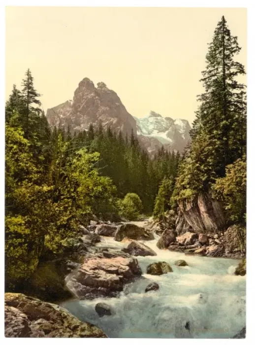 Framed Print : Rosenlaui, well and Wetterhorn, Bernese Oberland, Switzerlan Framed Print : Rosenlaui, well and Wetterhorn, Bernese Oberland, Switzerlan