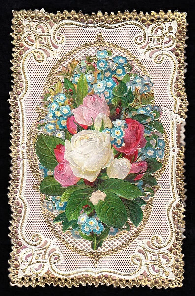 Roses and forgetmenots on a greetings card