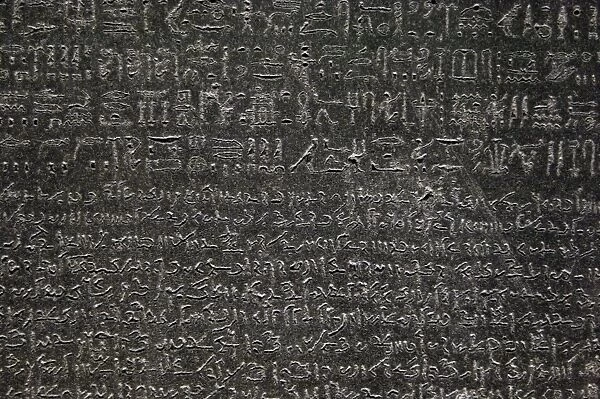 The Rosetta Stone. Hieroglyphical and demotic scripture