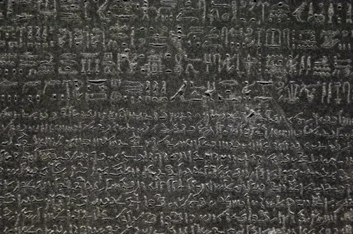 Framed Print : The Rosetta Stone. Hieroglyphical and demotic scripture Framed Print : The Rosetta Stone. Hieroglyphical and demotic scripture