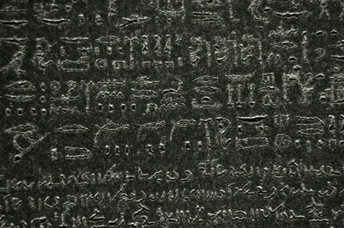 Framed Print : The Rosetta Stone. Hieroglyphical and demotic scripture Framed Print : The Rosetta Stone. Hieroglyphical and demotic scripture