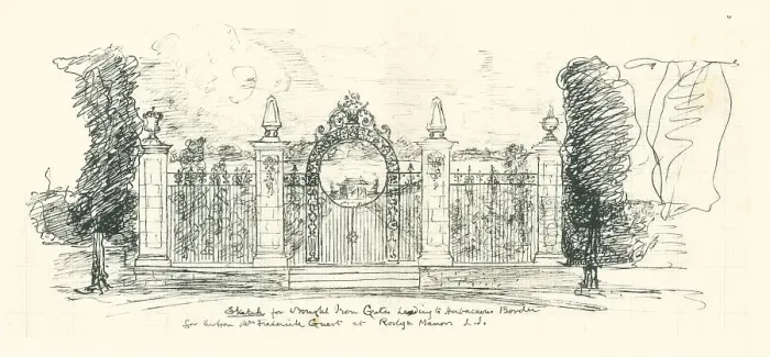 Framed Print : Roslyn Manor Gate Design Framed Print : Roslyn Manor Gate Design
