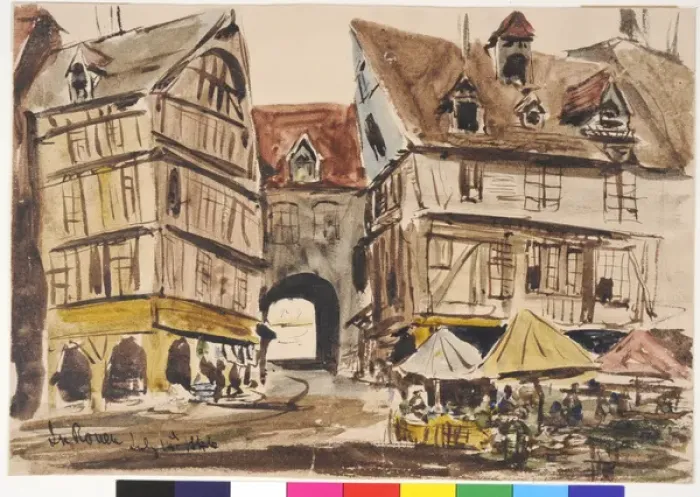 Framed Print : In Rouen (1846). Moore, James 1819 - 1883. Date: 1846 Framed Print : In Rouen (1846). Moore, James 1819 - 1883. Date: 1846