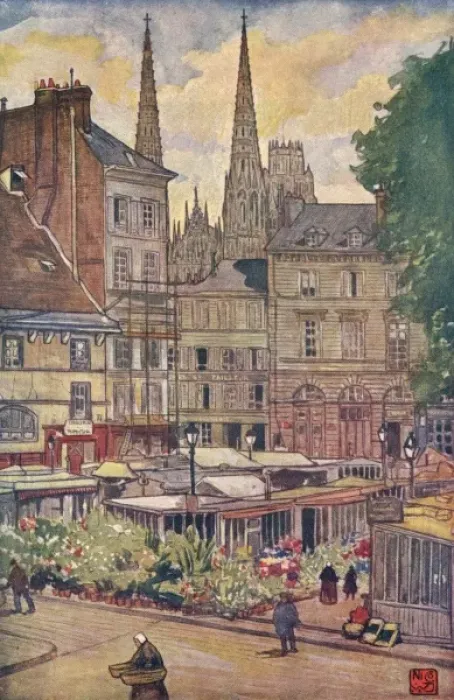 Framed Print : Rouen / Flower Market 1907 Framed Print : Rouen / Flower Market 1907