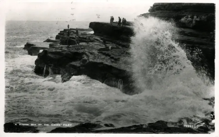 Framed Print : Rough Sea at the Caves, Filey, Yorkshire Framed Print : Rough Sea at the Caves, Filey, Yorkshire