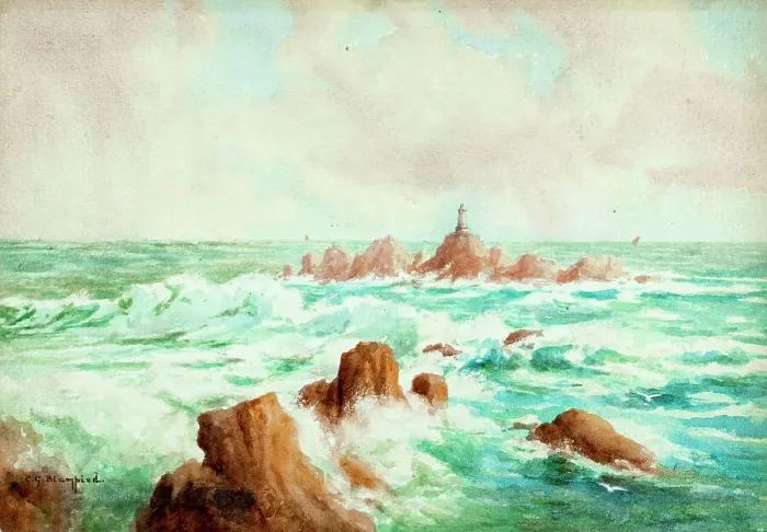 Framed Print : Rough sea at La Corbiere, Jersey, Channel Islands Framed Print : Rough sea at La Corbiere, Jersey, Channel Islands