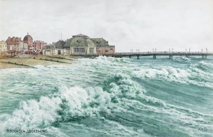 Framed Print : Rough sea off the coast of Worthing, Sussex Framed Print : Rough sea off the coast of Worthing, Sussex