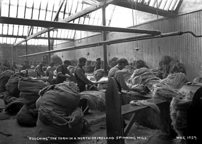 Framed Print : Roughing the Yarn in a North of Ireland Spinning Mill Framed Print : Roughing the Yarn in a North of Ireland Spinning Mill