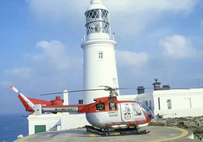Framed Print : Round Island Lighthouse, Isles of Scilly, Service Helicopter Framed Print : Round Island Lighthouse, Isles of Scilly, Service Helicopter