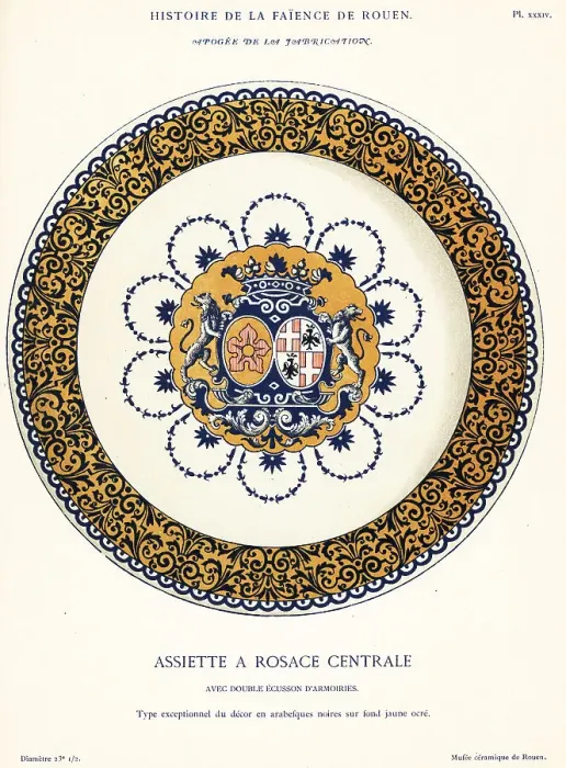 Framed Print : Round plate with coat of arms in central rosette, Rouen Framed Print : Round plate with coat of arms in central rosette, Rouen