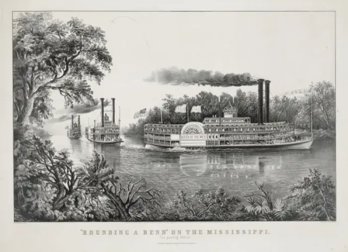Framed Print : Rounding a bend on the Mississippi: the parting salute Framed Print : Rounding a bend on the Mississippi: the parting salute