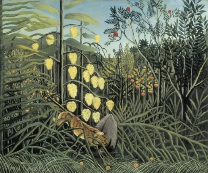 Framed Print : Rousseau, Henri (1844-1910). In a Tropical Forest Framed Print : Rousseau, Henri (1844-1910). In a Tropical Forest