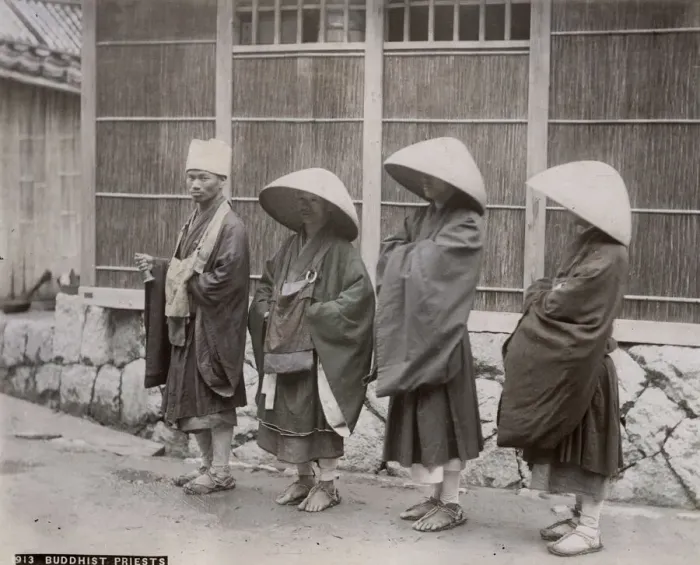 Framed Print : Row of Buddhist priests, Japan Framed Print : Row of Buddhist priests, Japan