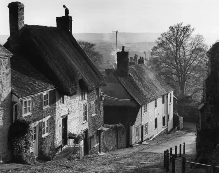 Framed Print : Row of cottages in a sloping street, Shaftesbury, Dorset Framed Print : Row of cottages in a sloping street, Shaftesbury, Dorset