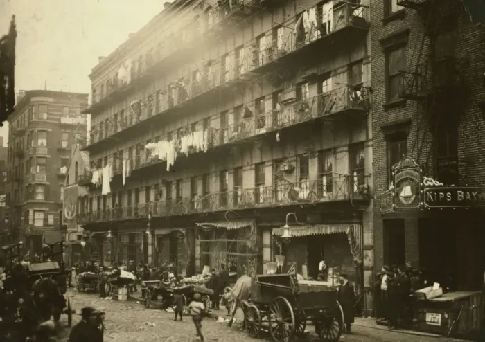 Framed Print : Row of tenements, 260 to 268 Elizabeth St. NY, in which a g Framed Print : Row of tenements, 260 to 268 Elizabeth St. NY, in which a g