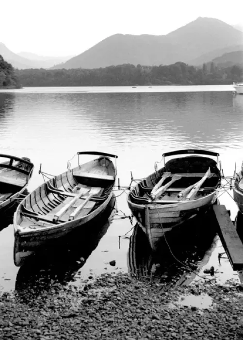 Framed Print : Rowing boats on a lake, Lake District, England Framed Print : Rowing boats on a lake, Lake District, England
