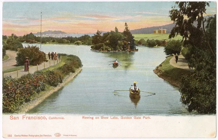 Framed Print : Rowing on Stow Lake, Golden Gate Park, San Francisco, California, USA Date: circa 1905 Framed Print : Rowing on Stow Lake, Golden Gate Park, San Francisco, California, USA Date: circa 1905