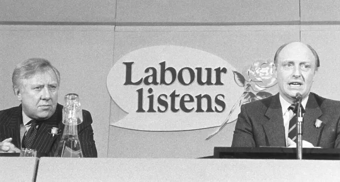 Framed Print : Roy Hattersley and Neil Kinnock at a Party conference Framed Print : Roy Hattersley and Neil Kinnock at a Party conference
