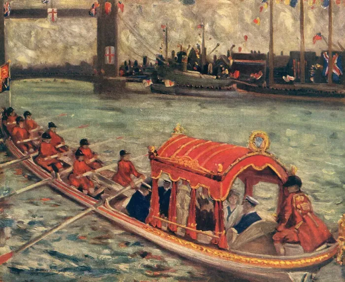 Framed Print : The Royal Barge Leaving The Custom House Quay Framed Print : The Royal Barge Leaving The Custom House Quay