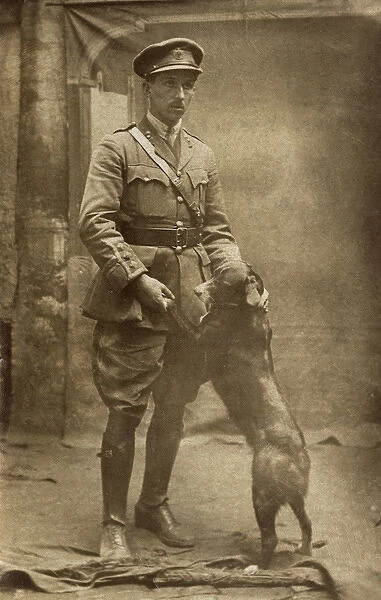 Royal Engineers officer and dog, WWI