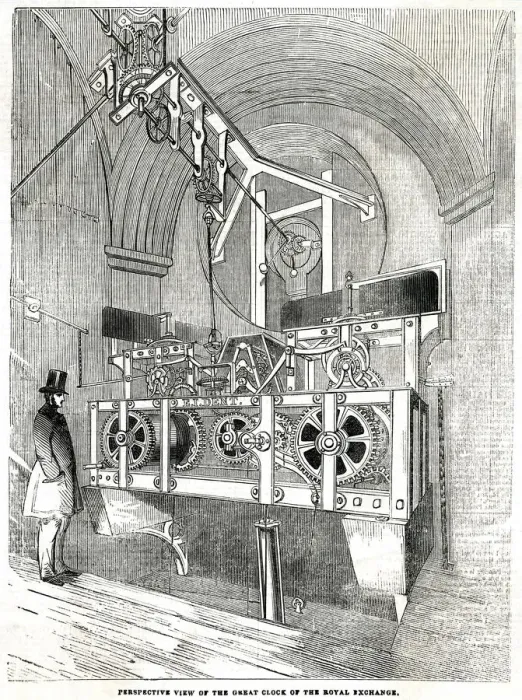 Framed Print : Royal Exchange, clock 1844 Framed Print : Royal Exchange, clock 1844