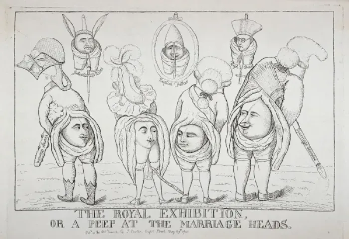 Framed Print : The royal exhibition, or a peep at the marriage heads Framed Print : The royal exhibition, or a peep at the marriage heads
