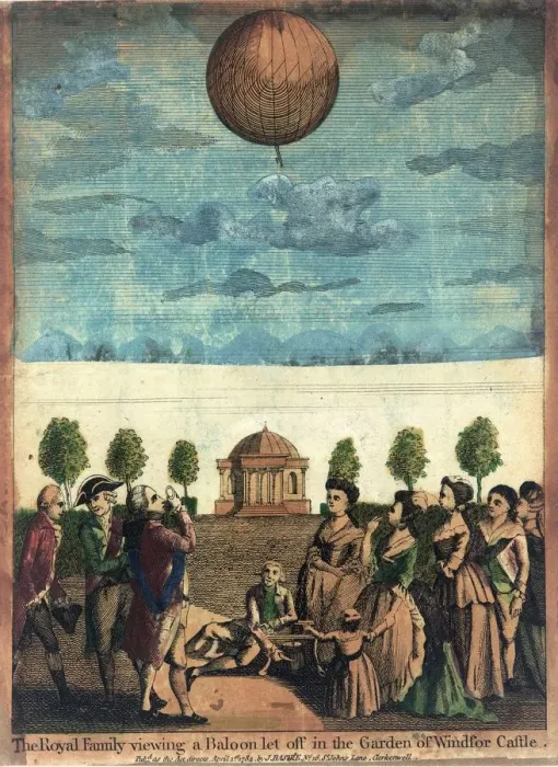 Framed Print : Royal Family viewing balloon ascent, Windsor Framed Print : Royal Family viewing balloon ascent, Windsor
