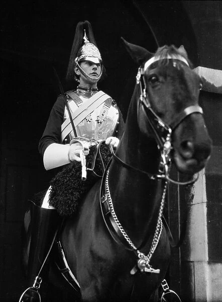 Royal Horse Guard. A horse guard at Whitehall, central London, England