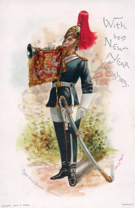 Framed Print : Royal Horse Guards Trumpeter on a New Year card Framed Print : Royal Horse Guards Trumpeter on a New Year card