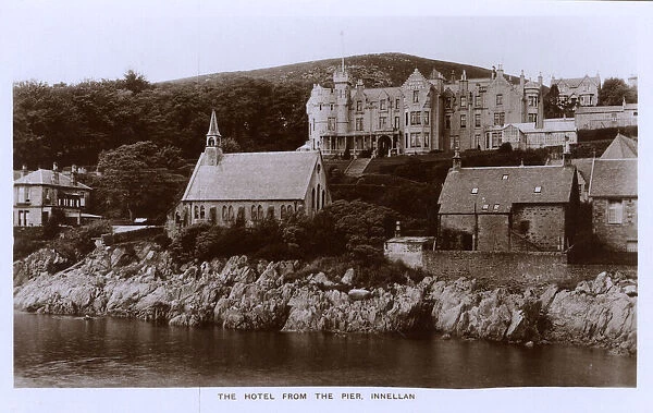 Royal Hotel and church, Innellan, near Dunoon, Scotland