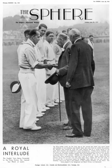 Framed Print : A Royal Interlude: English cricketers meet King George V Framed Print : A Royal Interlude: English cricketers meet King George V