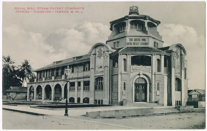 Framed Print : Royal Mail Steam Packet Company offices, Kingston, Jamaica, West Indies Date: circa 1908 Framed Print : Royal Mail Steam Packet Company offices, Kingston, Jamaica, West Indies Date: circa 1908