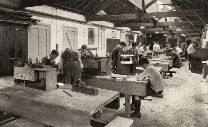 Framed Print : Royal Masonic Institute for Boys, Bushey - Carpentry Class Framed Print : Royal Masonic Institute for Boys, Bushey - Carpentry Class