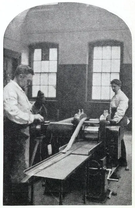 Framed Print : The Royal Mint - Guaging the Silver Strips 1904 Framed Print : The Royal Mint - Guaging the Silver Strips 1904