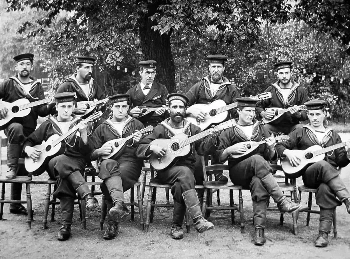 Framed Print : Royal Naval Exhibition 1891 - The Mandoline band Framed Print : Royal Naval Exhibition 1891 - The Mandoline band