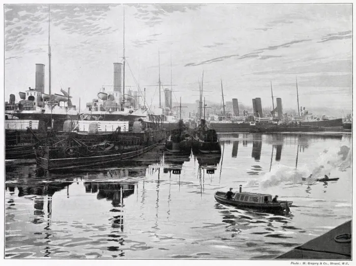 Framed Print : Royal Navy Dockyard located on the River Medway in Kent. Date: 1890s Framed Print : Royal Navy Dockyard located on the River Medway in Kent. Date: 1890s