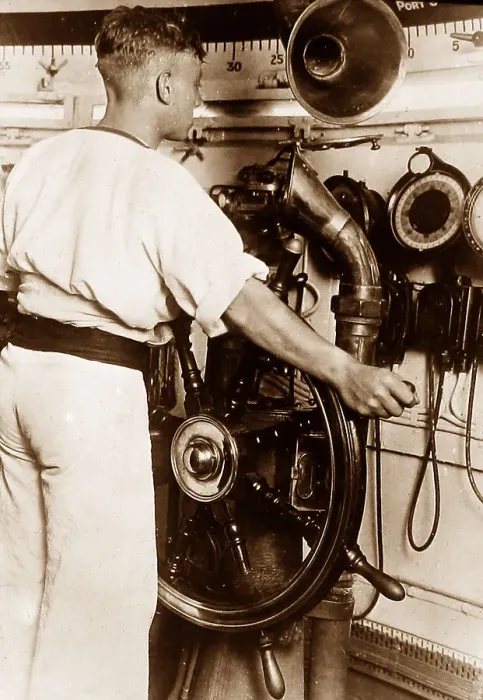 Framed Print : Royal Navy helmsman at the wheel Framed Print : Royal Navy helmsman at the wheel