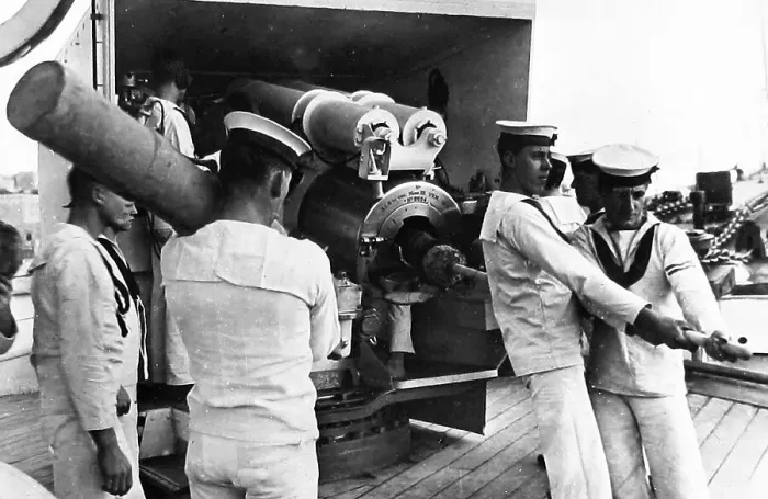 Framed Print : Royal Navy Ramming home a projectile Framed Print : Royal Navy Ramming home a projectile