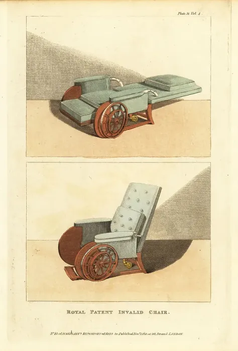 Framed Print : Royal patent invalid chair, 1810 Framed Print : Royal patent invalid chair, 1810