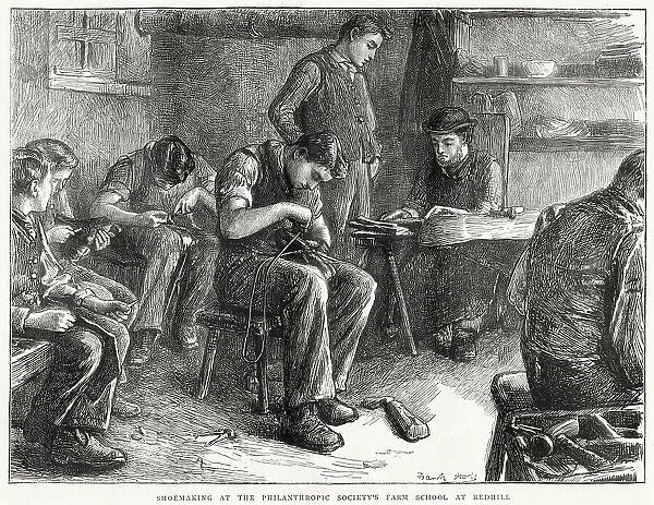 Royal Philanthropic Society at Redhill, Surrey was set up to help homeless boys that were begging or would have entered into crime, a skill that they could apply into adulthood. Date: 1872