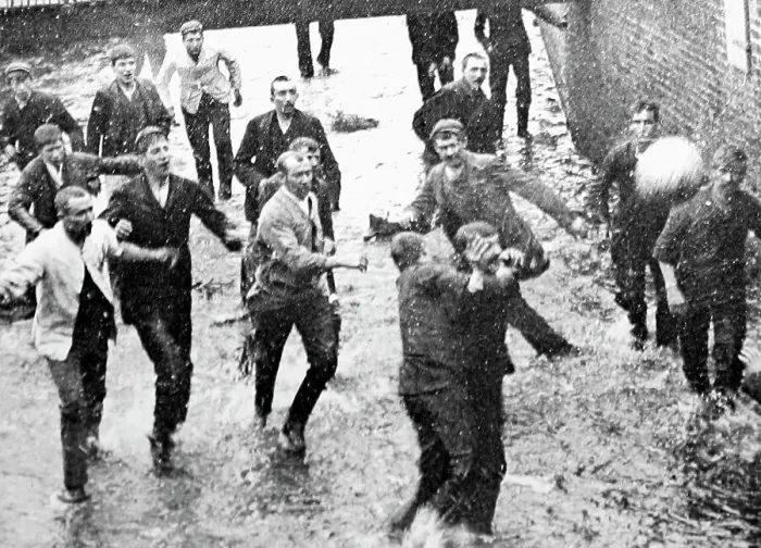 Framed Print : Royal Shrovetide Football match, Ashbourne, early 1900s Framed Print : Royal Shrovetide Football match, Ashbourne, early 1900s