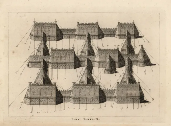 Framed Print : Royal tents pitched for a meeting at Ardres 1520 Framed Print : Royal tents pitched for a meeting at Ardres 1520